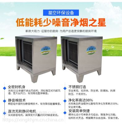 河北星空环保6000风量双灶油烟净化器 高效低空排放，不锈钢材质守护厨房清新